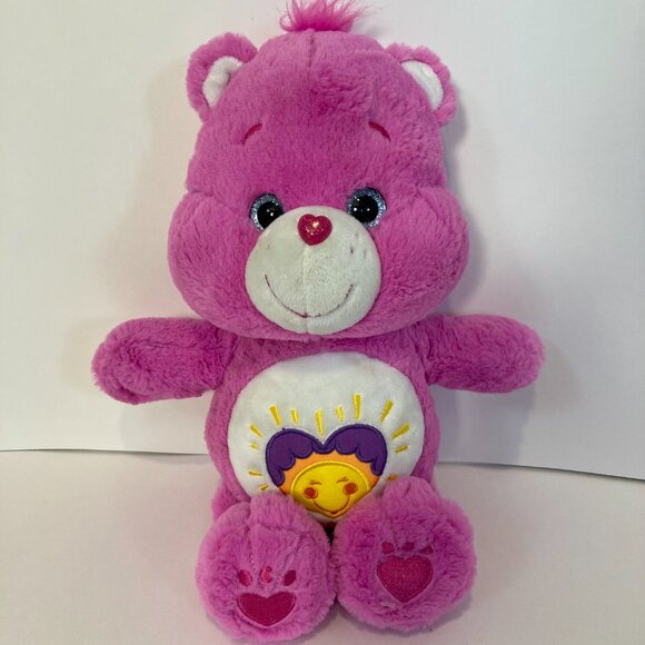 Care Bears Shine Bright Bear 2017 Plush Sun Heart Pink Purple 14" Stuffed - Picture 1 of 12